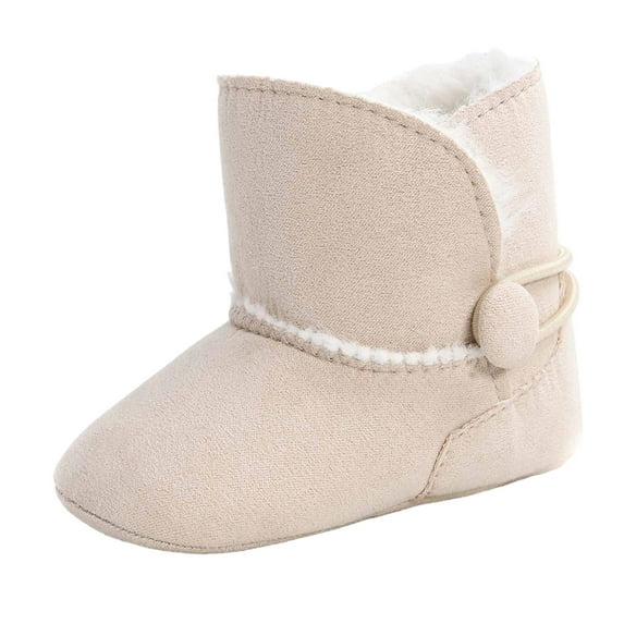Cozy Baby Sneakers Winter Boots Insulated High Top Anti- Warm Shoes for Toddlers Comfortable Walking Shoes,Color:Beige,Size:12-18 Months