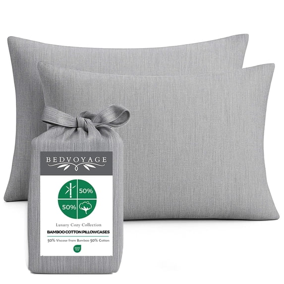 Cozy Bamboo Cotton Pillowcases - Viscose from Bamboo + Cotton - Silver