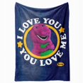 thumbnail image 1 of Cozy Barney "I Love You" Flannel Blanket – Soft Purple Dinosaur Design, 100% Polyester, Ultra-Soft Micro Fleece for Sofa or Bed, Perfect for Indoor & Outdoor Use, 1 of 5