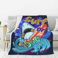Cozy Bed Blanket Abstract Shark Surfing Super Soft Throw Flannel