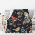 thumbnail image 1 of Cozy Bed Blanket Christmas Cardinal Robin Birds Red Berries Super Soft Throw Flannel Blanket Couch Sofa Bed for Kids Men Women 60"x50", 1 of 4