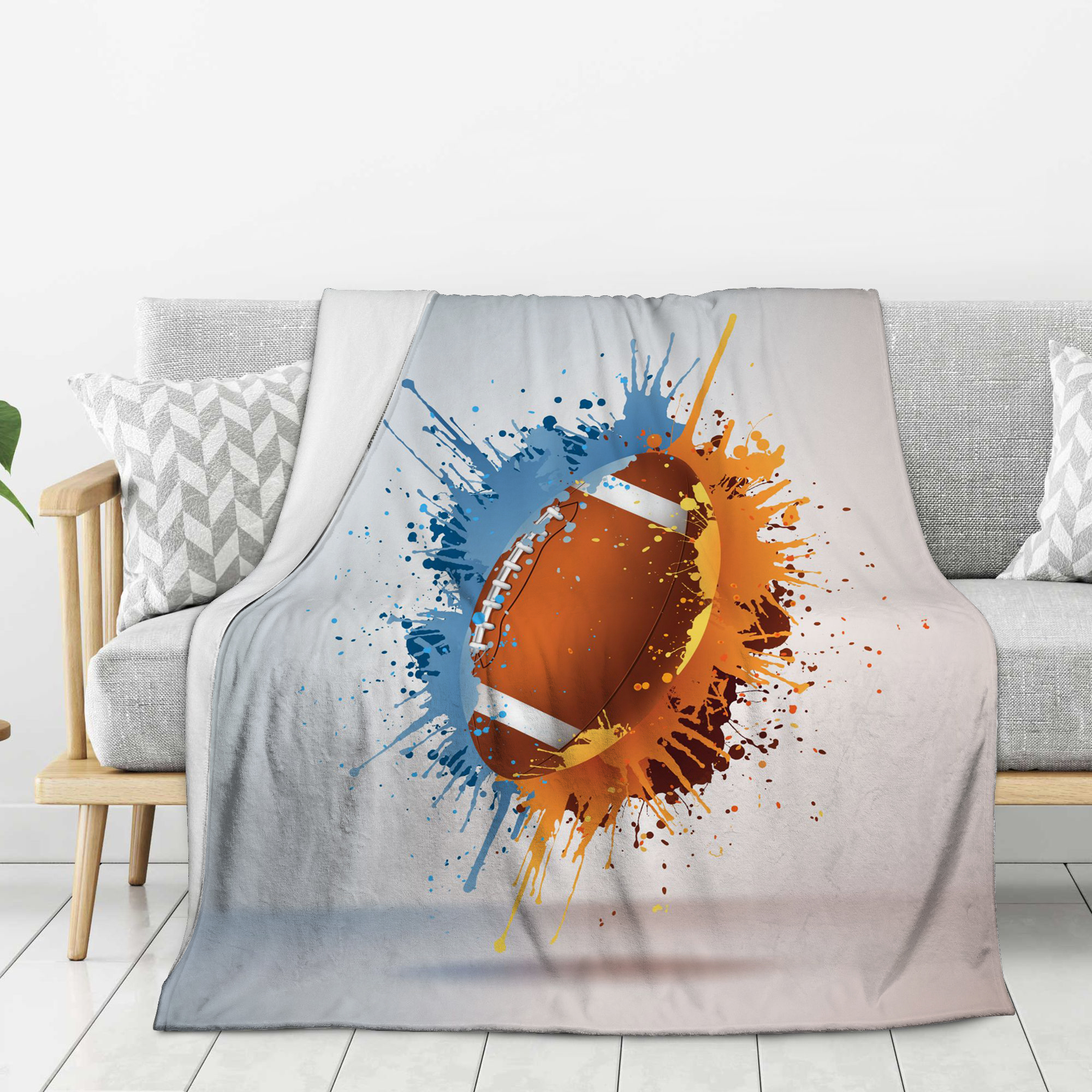 Cozy Bed Blanket Football Ball Super Soft Throw Flannel Blanket Couch Sofa Bed for Kids Men