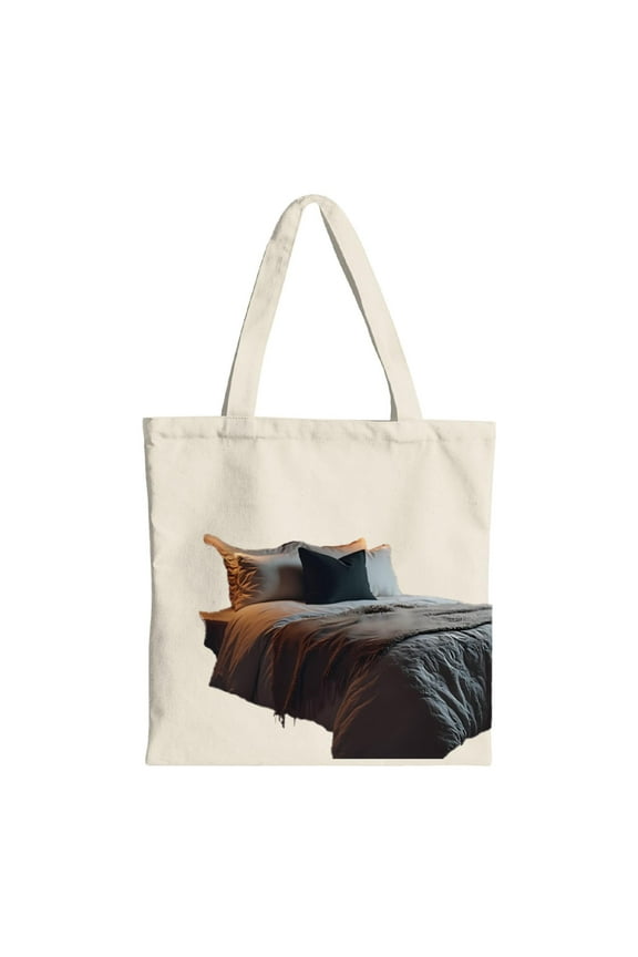 Cozy Bed Canvas Tote Bag - Elegant Multifunctional Reusable Shopping Bag for Travel Parties & Everyday Use