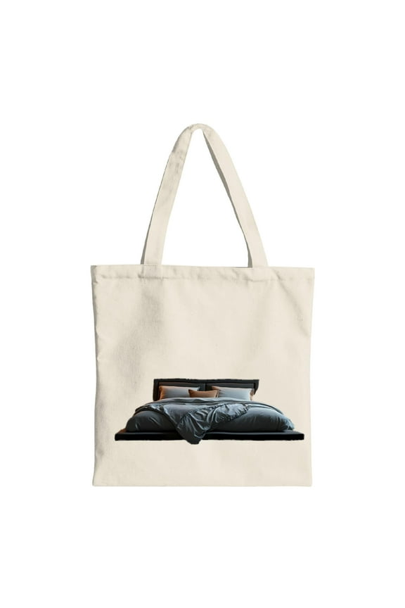 Cozy Bed Design Tote Bag - Canvas Multifunctional Reusable Shopping Bag for Travel Parties & Everyday Use