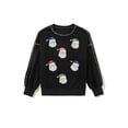 thumbnail image 1 of Cozy Black Colorful Stitch Trim Sweatshirt with Sequin Santa Design – Ideal for Holiday Gatherings - [ZhiHiMeRi] | XL, 1 of 7