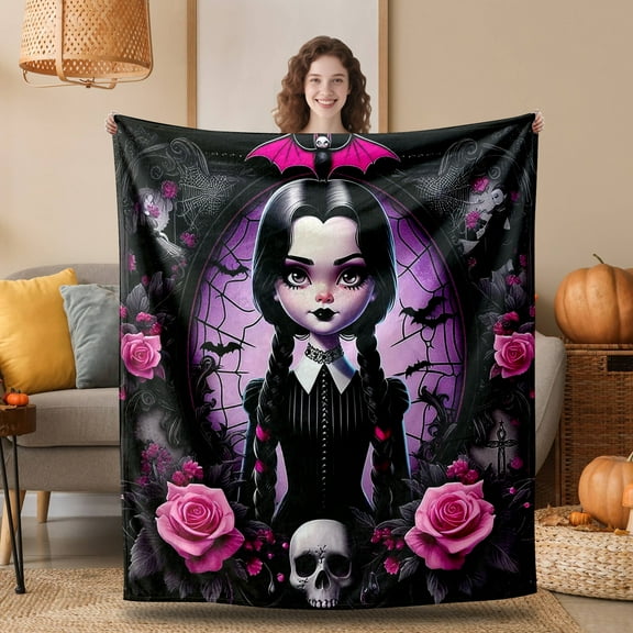 Cozy Blanket Addams Throw Blanket for Bed Soft Couch Blankets Fleece Flannel Throw Gifts for Women Men Girls Boys Lightweight Warm Plush Blanket for Couch 50" x 60"
