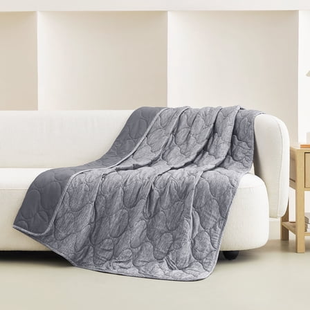 Cozy Bliss Dual-Sided Lightweight Cooling Blanket, Breathable Throw Blanket for Hot Sleepers, Charcoal Gray (60"x80")