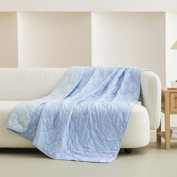 Cozy Bliss Dual-Sided Lightweight Cooling Blanket, Breathable Throw Blanket for Hot Sleepers, Cool Blue (50"x70")