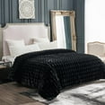 thumbnail image 1 of Cozy Bliss Faux Fur Throw Blanket for Couch, Fuzzy Soft Plush Thick Bubble Blanket for Sofa Bedroom Living Room, 108 * 90 Inches Black, 1 of 18