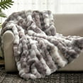thumbnail image 1 of Cozy Bliss Faux Fur Throw Blanket for Couch, Fuzzy Soft Plush Thick Bubble Blanket for Sofa Bedroom Living Room, 50 * 60 Inches Tie-dye Taupe, 1 of 9