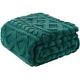 thumbnail image 1 of Cozy Bliss Luxury Faux Fur Blanket for Couch, Jacquard 3D Cable Knit Throw Blanket Size 50"x60" Peacock Green, Extra Soft Fluffy Warm Blanket for Sofa Bed Living Room Bedroom Car, 1 of 5