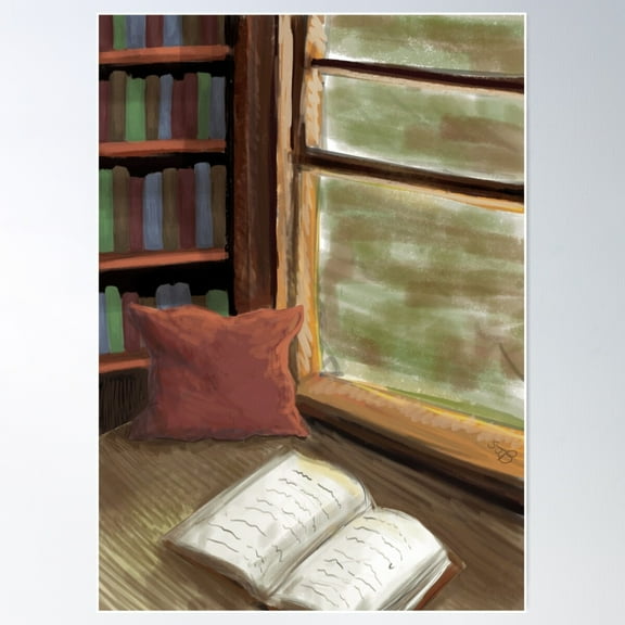 Cozy Book Corner Poster Wall Art, Modern Wall Decor For Living Room Bedroom, 8x12 UNFRAMED