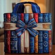 Cozy Book Quilted Tote Bag, Reader s Everyday Tote, Decorative Shopping Carryall, Book Lover Gift