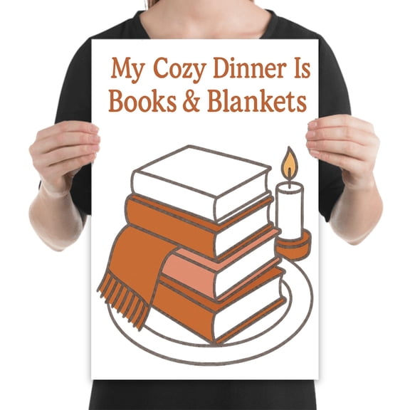 Cozy Books and Blankets, 13x19 art print for reading nooks and home decor spaces
