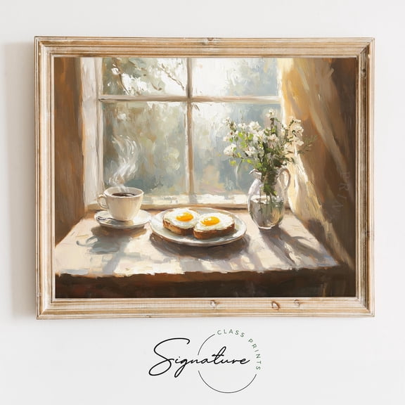 Cozy Breakfast By A Sunlit Window, Rustic Cottage Kitchen, Warm Earthy Wall Art, Decor, UNFRAMED Poster, Wall Art for Decor, Present, 8x12