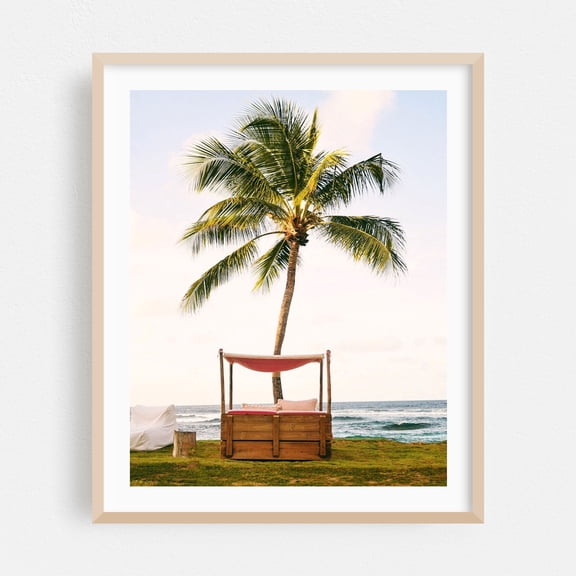 Cozy Cabana - Isabela Puerto Rico Photography Palm Tree Beach Tropical Ocean Coastal Beach House Summer Oak Framed Wall Art Print 6 x 8 inches