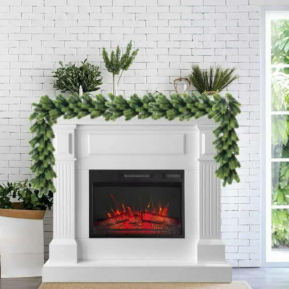 Cozy Cabin 22 Inch Short Christmas Pine Needle Rattan Garland - Artificial Greenery for Indoor Outdoor Holiday Door Stair Railing Mantel