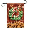 thumbnail image 1 of Cozy Cabin Wreath Winter Garden Flag Snowflakes Bird Antlers Rustic 12.5" x 18", 1 of 2