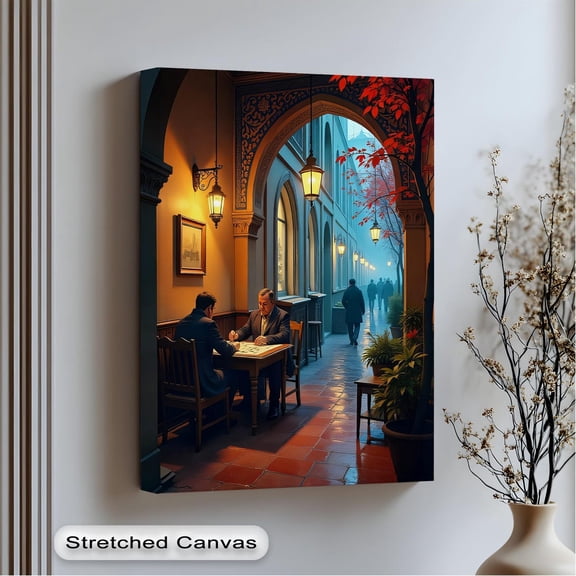 Cozy Cafe Conversation Art Art Wall Art For Living Room, Unframed Paper Print