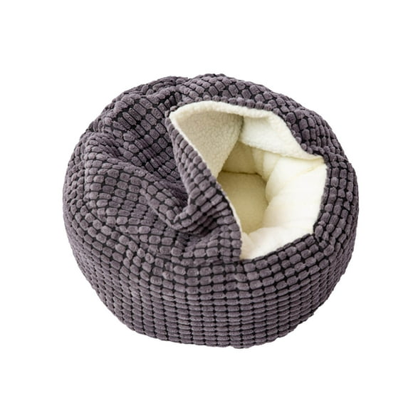 Cozy Calming Hooded Pet Bed for Small Medium Dogs and Cats with Attached Blanket Soft Cuddler Round Burrow Bed - Bottom Comfortable Warm