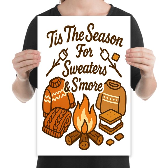 Cozy Campfire Charm, 13x19 Art Print, Rustic Holiday Cabin & Cottage Wall Decor for Kitchen