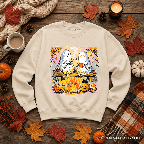 Cozy Campfire Ghosts Sweatshirt, Fall Halloween Pumpkin Sweater