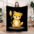 thumbnail image 1 of Cozy Cartoon Bear Flannel Blanket - Soft Warm Durable Perfect for Sofa Travel Bed & Chair - Whimsical Starry Sky Design, 1 of 7