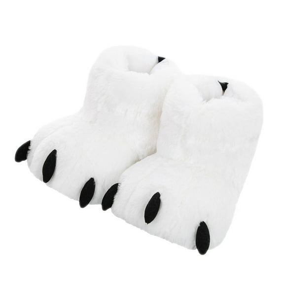 Comfortable Winter Cartoon Bear Paw Adult Short Tube Warm Slippers With Soft Plush Anti Slip Bottom, Suitable For Home Wear
