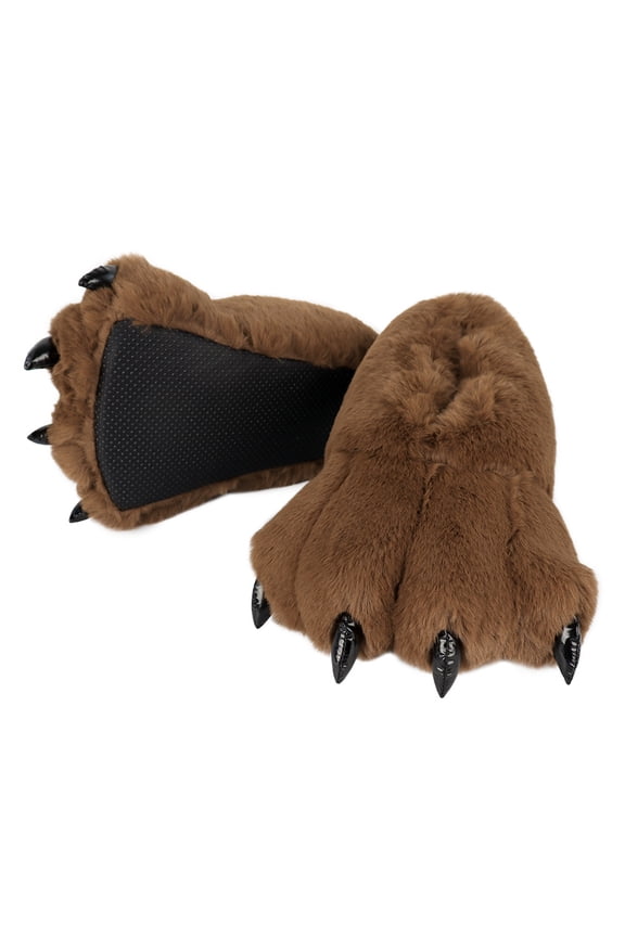 Cozy Cartoon Bear Paw Slippers for Adults Soft Plush Non-Slip Bottom Perfect for Home and Bedroom