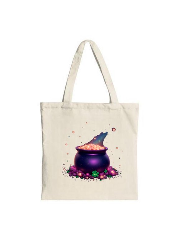 Cozy Cartoon Bear Tote Bag - Embracing Bears in a Forest Leafless Trees & Flowers Perfect for Shopping Travel & Parties