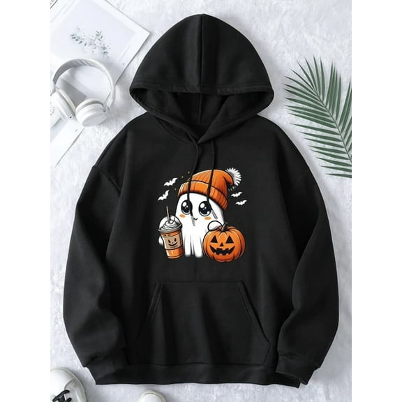 Cozy Cartoon Letter 1 Side Hoodie S-5Xl Pocket Soft Stretch Fall Winter