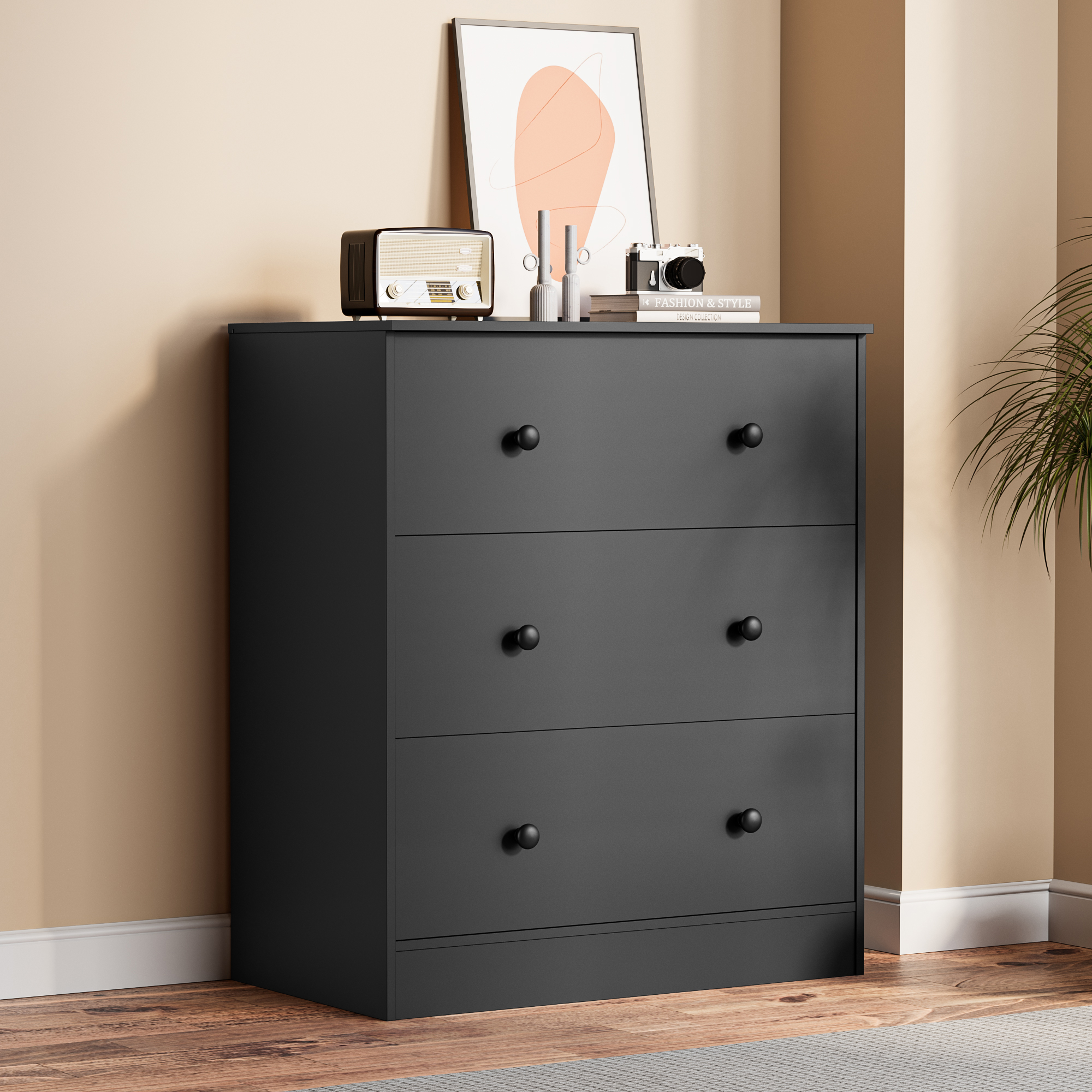 . Upgraged Unfinished 3 Drawer Dresser for Bedroom Natural Solid Wood