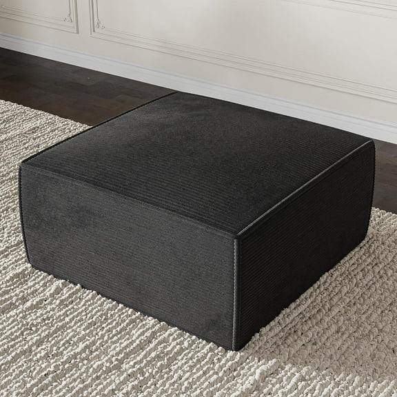 Cozy Castle 35" Ottoman for Sectional Couch, Comfy Corduroy Futon Sofa Boneless Couches for Living Room Bedroom No Assembly Required (Grey)