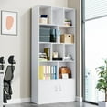 thumbnail image 1 of Cozy Castle 4-Tier Open Shelf Bookcase, 69.7" Tall Bookshelf for Living Room, and Office, White, 1 of 8