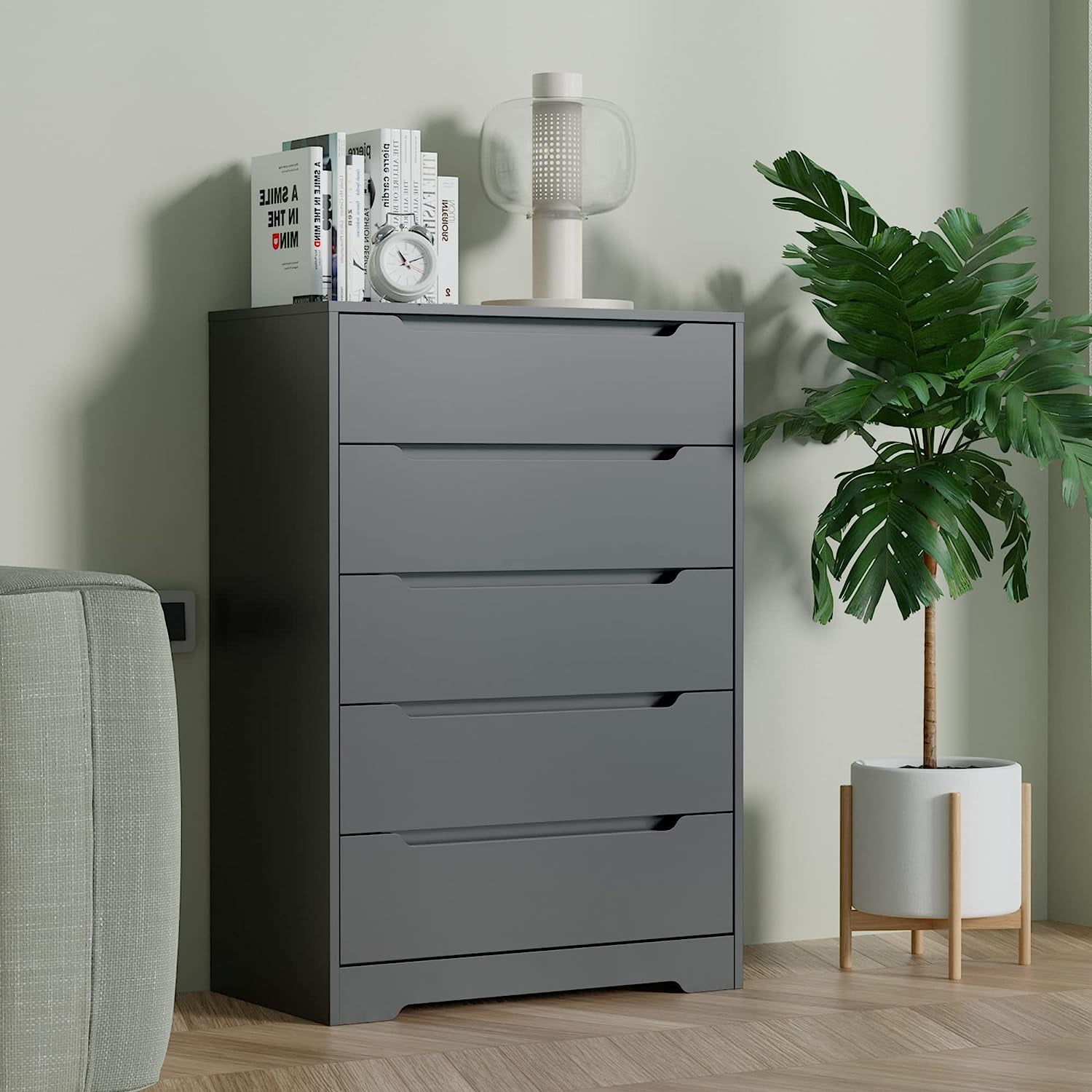 Black nightstand sale with silver handles