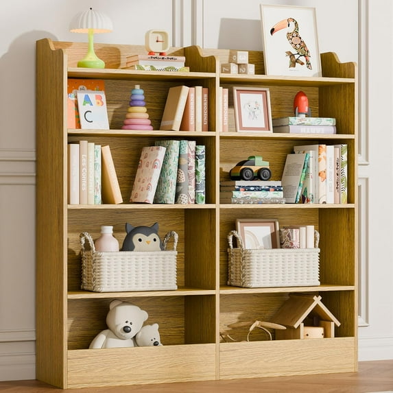 Cozy Castle 5 Tier Kids Bookshelf, 10 Cube Kids Toy Storage Organizer,Toddler Bookcase Storage Cabinet for Playroom, Bedroom, Kids Room, Reading Nook,Nursery (Natural)