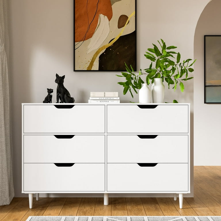 Cozy Castle 6 Drawer Dresser White Modern Dresser Wide Dresser Drawer Organizers Modern Dresser White