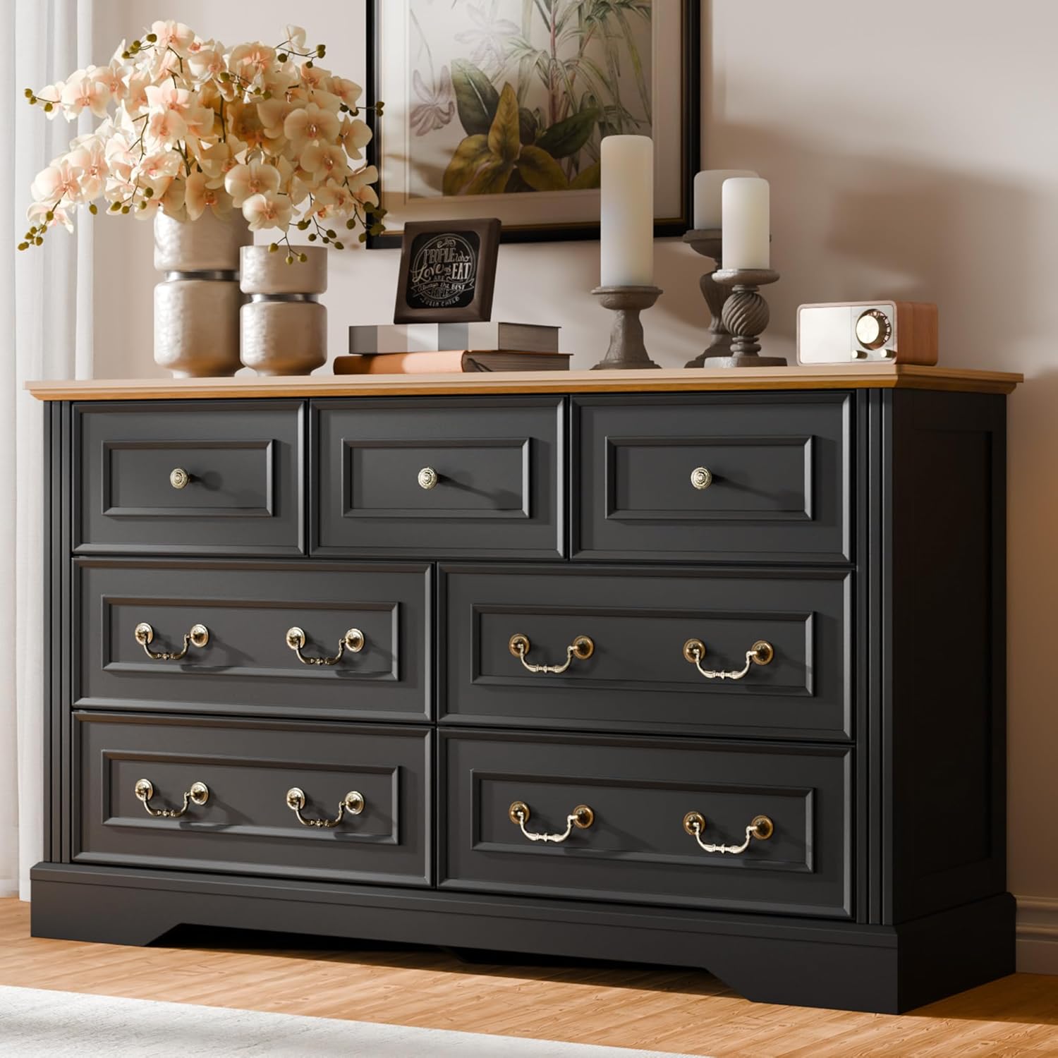 Cozy Castle 7 Drawer Dresser, Farmhouse Chest of Drawers for Bedroom ...