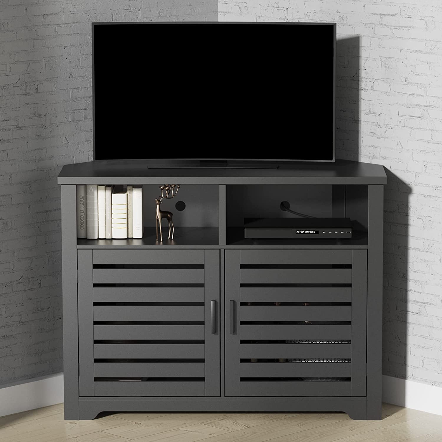 Cozy Castle Corner TV Stand for 50 Inch TV with AntiTilt Design