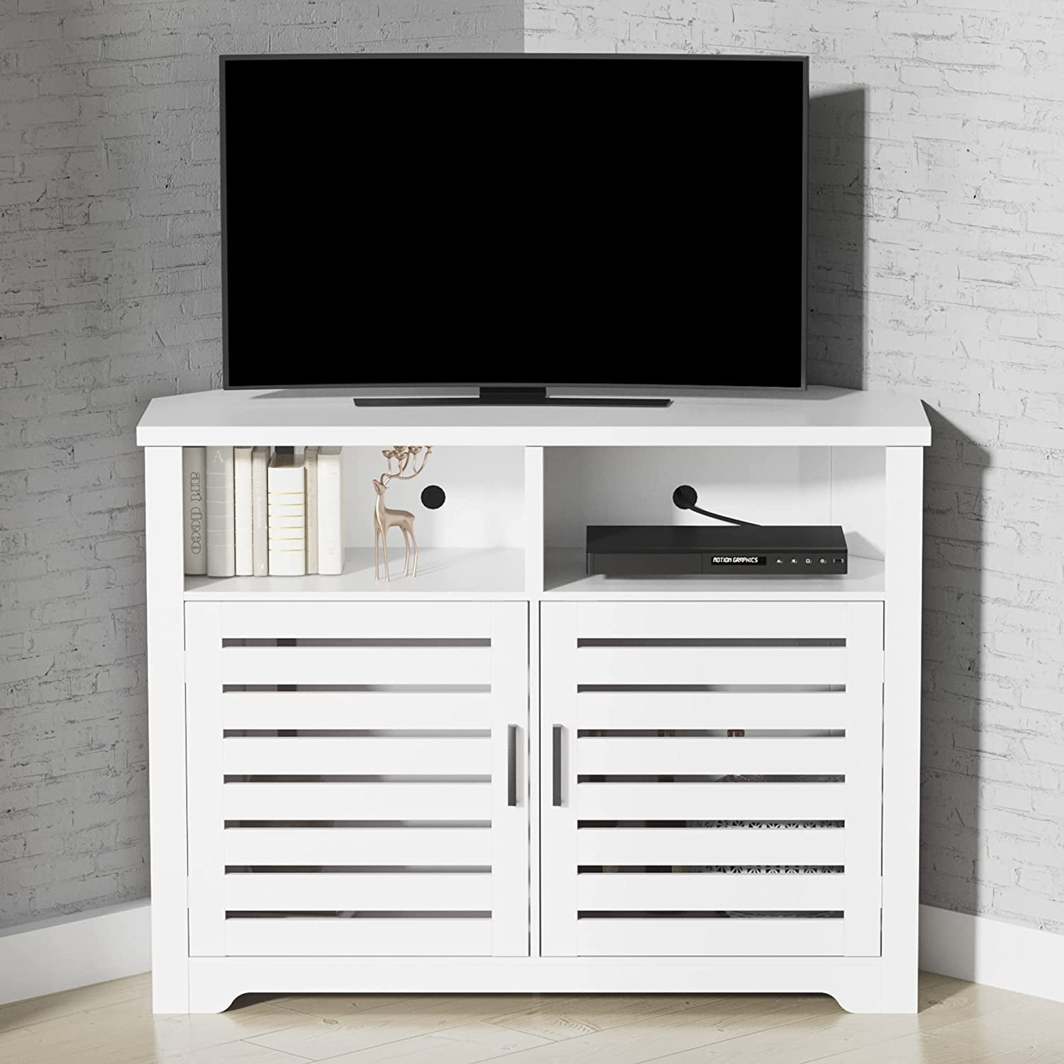 Cozy Castle Corner TV Stand for 50 Inch TV with AntiTilt Design