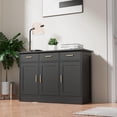 thumbnail image 1 of Cozy Castle Black Kitchen Buffet Cabinet, Black Kitchen Storage Cabinet with 3 Doors and 3 Drawers, Black Buffet Sideborad for Dining Room, Dining Room, Kitchen, 1 of 7
