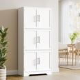 thumbnail image 1 of Cozy Castle Kitchen Pantry Cabinet with Soft Doors and Adjustable Shelves 68.5", Freestanding Cupboard for Dining Room Living Room Bathroom Linen & Laundry White, 1 of 8