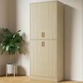 thumbnail image 1 of Cozy Castle Kitchen Pantry Storage Cabinet 71" Tall 4 Doors Wood Freestanding Cupboard with 2 Adjustable Shelves for Dining Room Living Room, Laundry, Bathroom, Oak, 1 of 7