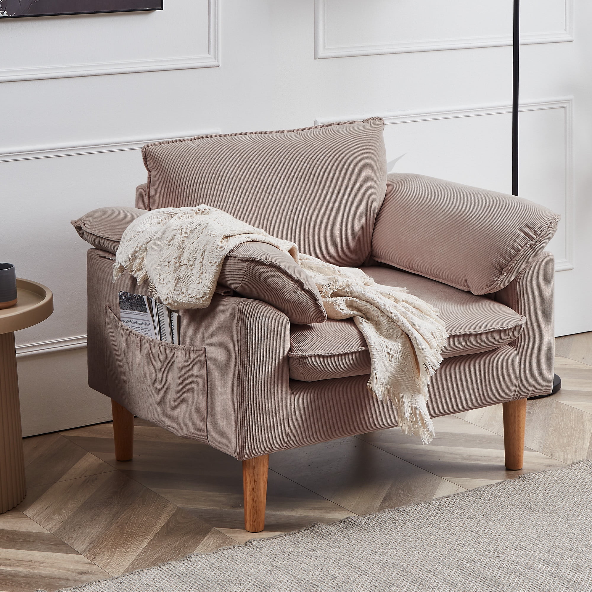 Cozy Castle MidCentury Modern Accent Chair, Cozy Corduroy Small Living