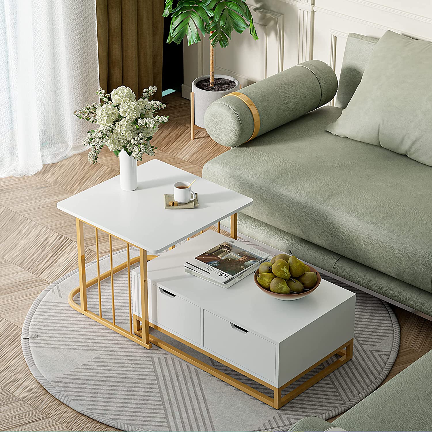 Cozy Castle Modern Detachable Nesting Coffee Table Set of 2, 2 in 1