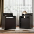 thumbnail image 1 of Cozy Castle Nightstand Set of 2, Wooden Night Stand with Charging Station, Bedside Table with Adjustable Shelf for Bedroom, Black, 1 of 7