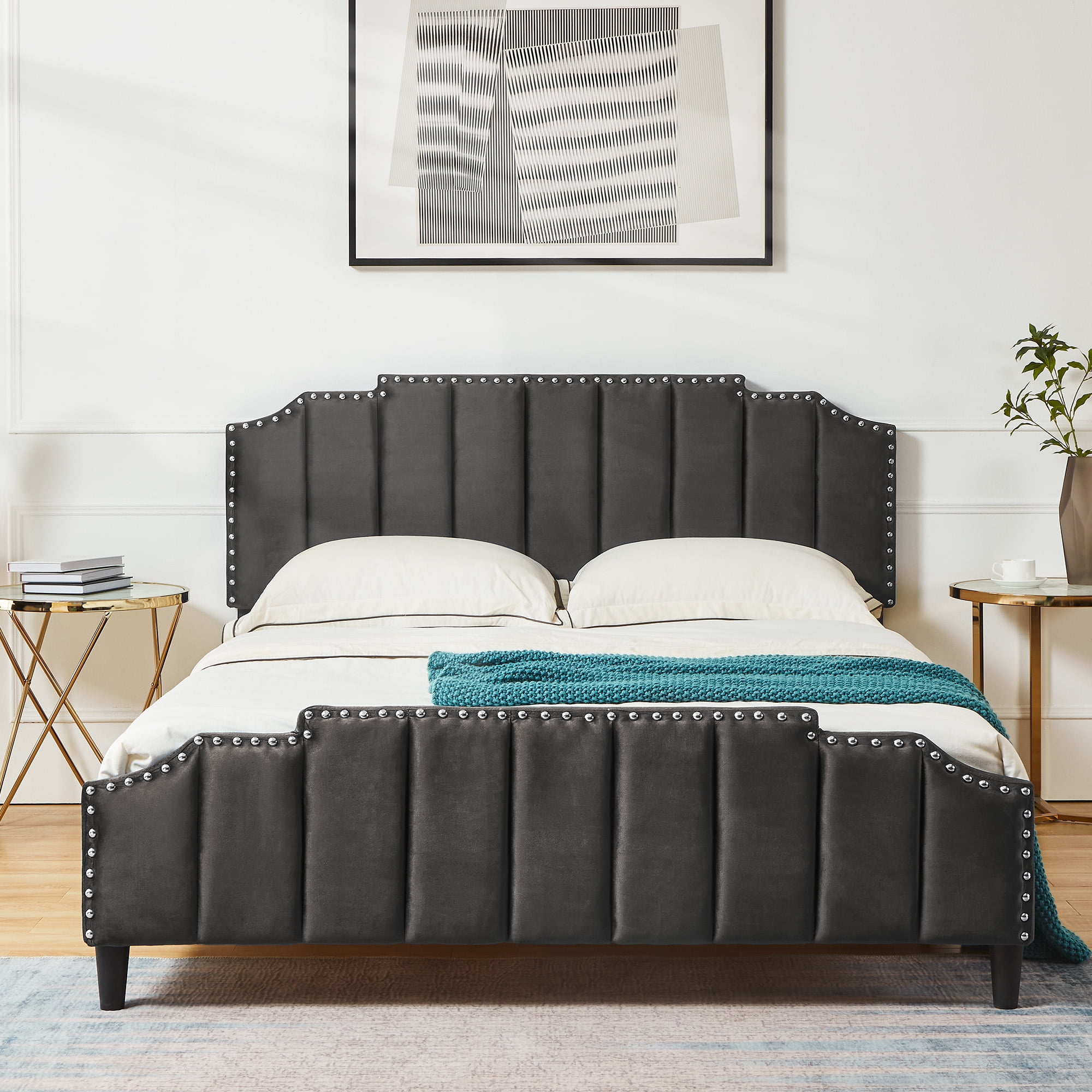 Elof velvet sale upholstered panel headboard