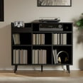 thumbnail image 1 of Cozy Castle Record Player Stand with Open Vinyl Storage, Record Player Table Holds up to 500 Albums, Vinyl Record Player Shelf with Power Outlet for Living Room, Black, 1 of 8