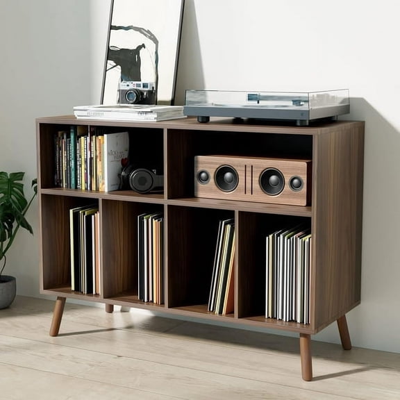 Cozy Castle Record Player Stand, Turntables Stand with Vinyl Record Storage Holds up to 350 Albums, Record Stand Table for Bedroom, Living Room, Office, Brown