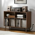 thumbnail image 1 of Cozy Castle Record Player Stand, Turntables Stand with Vinyl Record Storage Holds up to 350 Albums, Record Stand Table for Living Room, Office, Brown, 1 of 10